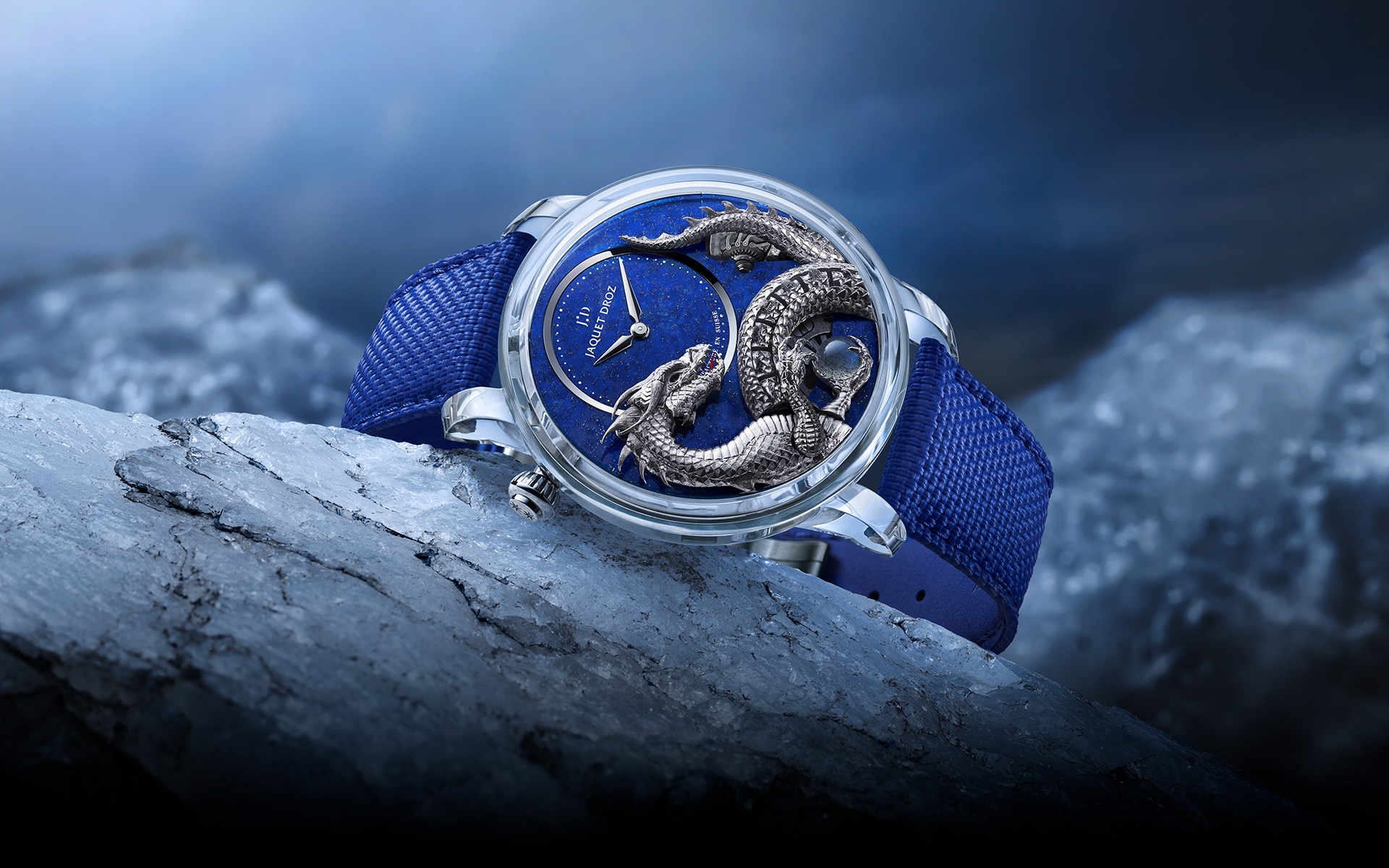 蓝宝石水晶云起龙骧自动玩偶-天青石<br>(Dragon Automaton Sapphire - Lapis Lazuli)